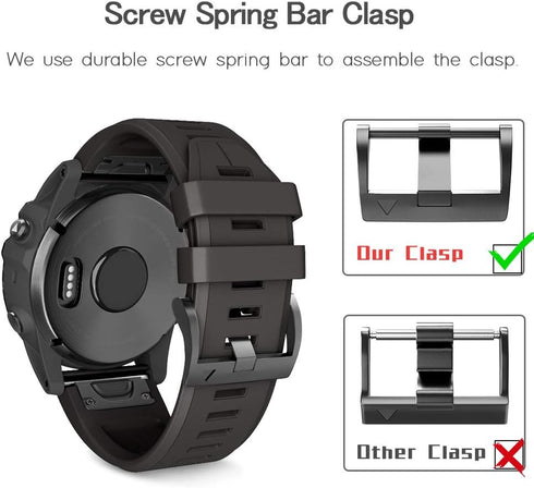 ANCOOL for Garmin Fenix 5X/7X/6X Watch Band Quickfit 26mm Watch Bands Compatible with Fenix 6X Pro/5X Plus/7X Pro/8 51mm(Black)...