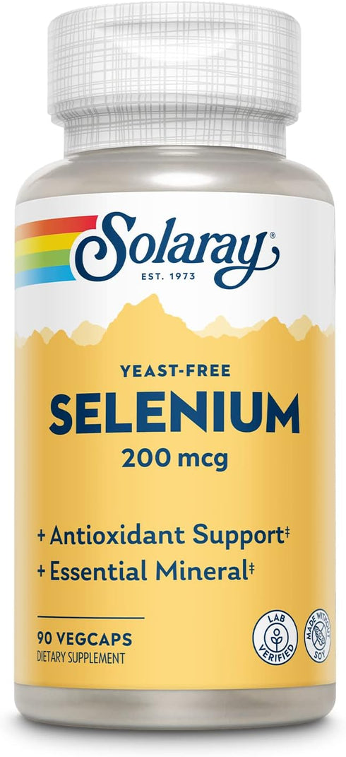 Solaray Yeast Free Selenium 200mcg, Selenium Capsules for Healthy Thyroid Function & Immune Support, High Absorption Supplement, Vegan, 90 Serving...