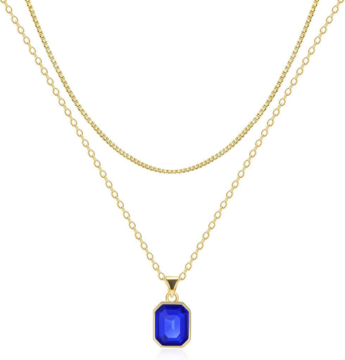 Lourny Gold Layered Crystal Necklace for Women, 18K Gold Plated Choker Emerald Green Dainty Chain Trendy Statement Necklace Jewelry for Women Gift...