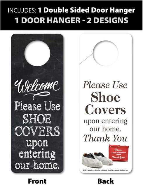 Mediz Foldable Shoe Cover Holder (Red) with Bonus: 1 Door Hanger Double Sided - Please Use Shoe Covers...