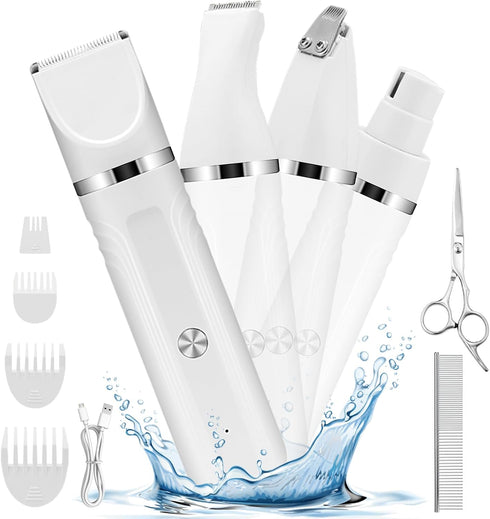 4 in 1 Dog Grooming Kit, Cordless Dog Clippers for Grooming, Low Noise Paw Trimmer Electric, Cat Hair Clippers Kit with Nail Grinder,Rechargeable ...