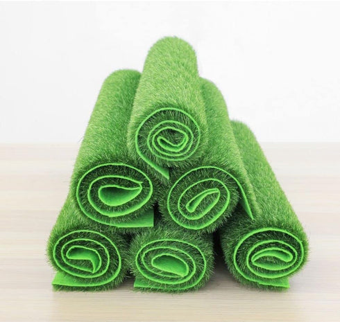 4 Packs Fake Grass for Crafts Artificial Garden Grass for Dollhouse 6 X 6 Inches Miniature Ornament Garden Dollhouse DIY Grass...