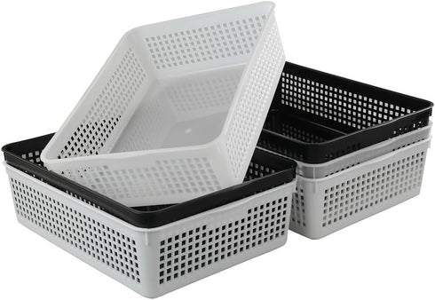 Pack of 6 Plastic File Storage Organizer Tray Basket, A4 Paper Storage Basket...