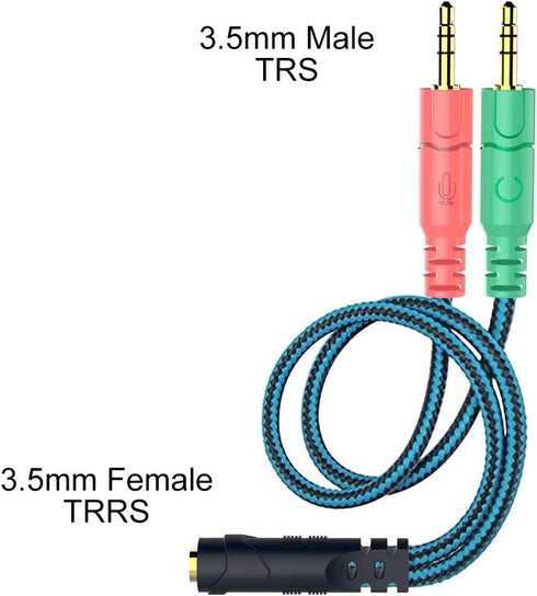 ENVEL Headphone and Microphone Splitter Cable for PC 3.5mm Jack Adapter Convertors 3.5mm Y Splitter Audio Transform Female to 2 Dual 3.5mm Male fo...