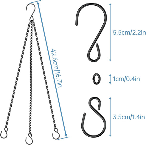 ZMTECH Pack of 3 Hanging Chains (24 Inch) for Plants Flower Pot Basket Chains Hangers for Lanterns, Bird Feeders, Planters and Other Ornaments...