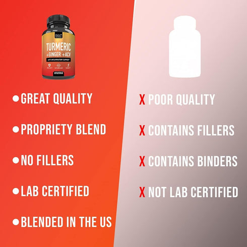 Turmeric & Ginger Supplement Capsules with Apple Cider Vinegar - Enhanced Immunity & Metabolism Support - 95% Curcuminoids, Bioperine (Black Peppe...