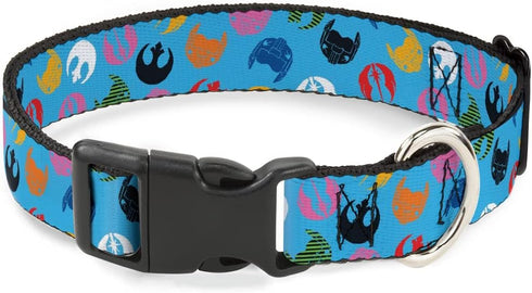 Star Wars Pet Collar, Dog Collar Plastic Buckle, Star Wars Jedi Order and Rebel Alliance Icons Scattered, 11 to 16.5 Inches 1.0 Inch Wide...