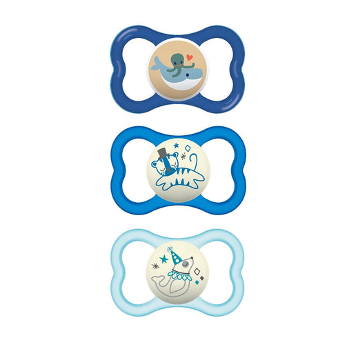 MAM Air Night & Day Baby Pacifier, for Sensitive Skin, Glows in The Dark, 3 Pack, 6-16 Months, Boy...