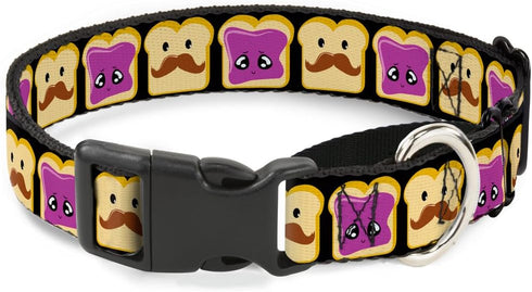 Buckle-Down Peanut Butter with Mustache & Jelly Martingale Dog Collar, 1" Wide-Fits 11-17" Neck-Medium...