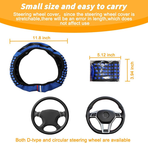 Elastic Car Steering Wheel Cover, 14.5-15Inch Stretch Breathable Vehicle Steering Wheel Protector Wrap, Comfortable Auto Accessories Universal for...