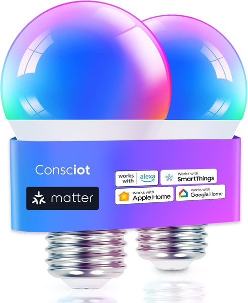 Consciot Smart Light Bulbs,WiFi Bluetooth Bulbs Works with Alexa/Google Home/Siri/SmartThings, RGBTW Color Changing LED Light Bulb, Music Sync Sma...
