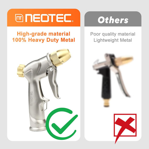 Garden Hose Nozzle, Upgrade 100% Heavy Duty Metal High Pressure Water Hose Nozzle with 4 Spray Patterns Rotating for Outdoor Lawn & Garden Waterin...
