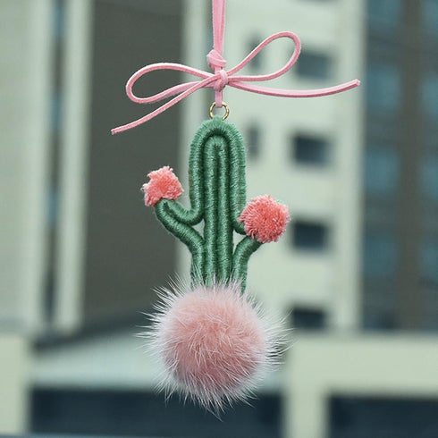 JSCARLIFE Cactus Rearview Mirror Hanger Cute Car Hanging Ornament Interior Aesthetic Boho Plants Charm Car Decor Plant Lovers Gifts (Green)...