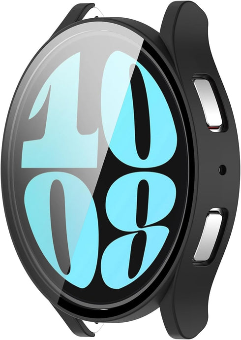 Smartwatch Full Coverage PC Protective Case Cover with Tempered Glass Screen Protector Compatible with Samsung Galaxy Watch 6 40mm, Soft and Durab...