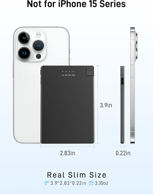 TNTOR Portable Charger with Built in Lightning Cable, 3500mAh Ultra Slim for Pocket Wallet Power Bank Compatible with iPhone 14/13/12/11/X/8 Serie...