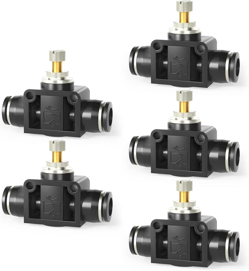 TAILONZ PNEUMATIC 4mm Tube OD Air Flow Control Valve with Push-to-Connect Fitting, in-Line Speed Controller Union Straight SCF-4 (Pack of 1)...