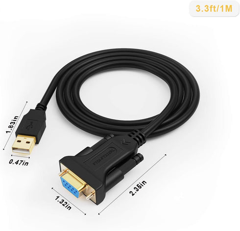 CableCreation USB to RS232 Serial Adapter (FTDI Chipset), USB to RS232 Gold Plated DB9 Serial Converter Cable for Windows 11, 10, 8.1, 8, 7, Vista...