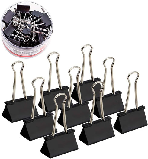 Coideal Black Binder Clips Medium, 1.25 Inch Black Metal Paper Clips 24 Pcs 32mm Foldback Bull Clip Clamps for Office School (1 1/4 Inch)...