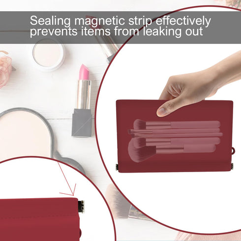 Silicone Cosmetic Bag, Silicone Makeup Bag, Waterproof Zipperless Self-Sealing Portable Travel Cosmetic Bag, Toiletries Bag, for Cosmetics Organiz...