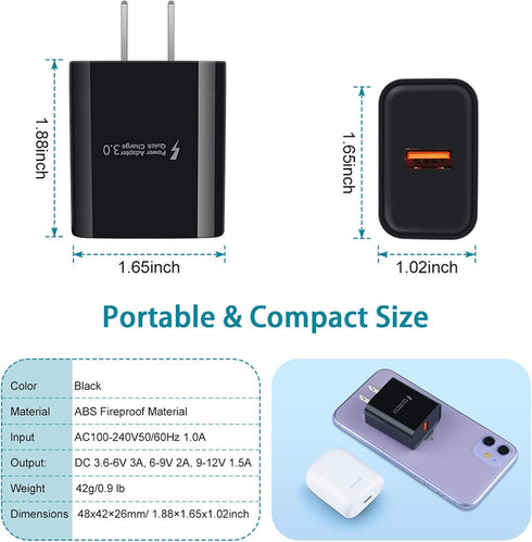 Adaptive Fast Charger Android Charger for Samsung Galaxy S7 Edge S6 S5 J3 J3V J7 J7V J5,Moto G5 G4 E6 E5 E4,LG Stylo 3 2 G4 K50 K40 K22 K20,Tablet...