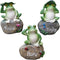 LANKER Frog Garden Statues – 3 Pack 5 Inch Frogs Sitting on Stone Sculptures Outdoor Decor Fairy Garden Ornaments...