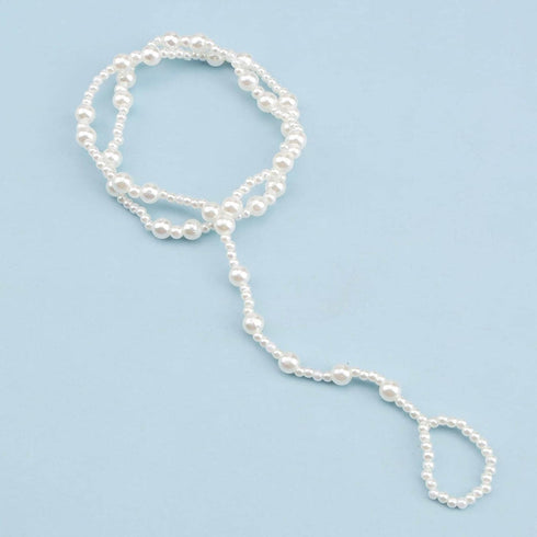 Boho Pearl Barefoot Sandal Anklet Gold Pearl Ankle Bracelet Toe Ring Anklet Vintage Summer Foot Chain Jewelry for Women and Girls (2 Layer)...