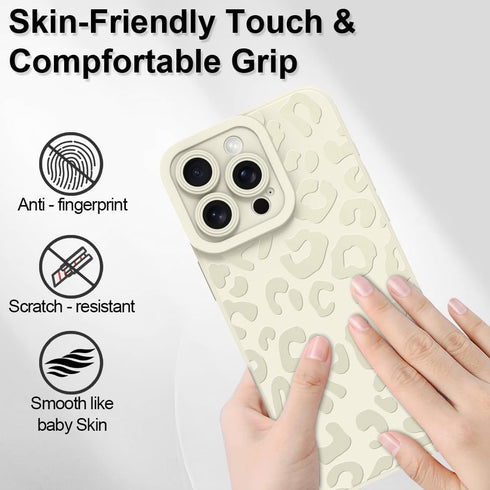 ZIYE Phone Case for iPhone 15 Pro Max with Screen Protector Cute Black Leopard Print Design for Women Men Soft Silicone TPU with Camera Lens Prote...