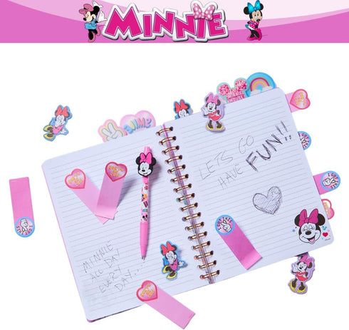 Innovative Designs Disney Minnie Mouse Tab Journal Spiral Notebook, Ballpoint Pen, Sticky Tabs, 96 Lined Pages, Pink...