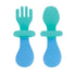 Nuby First Fork and Spoon Set - Utensils with Safety Guards for Babies 6+ Months - Green and Blue...