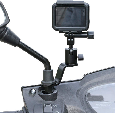 SUREWO Aluminum Motorcycle Rearview Mirror Mount Bracket Holder Compatible with GoPro Hero 12/11/10/9/8/7/6(2018)/5 Black APEMAN AKASO TENKER Camp...