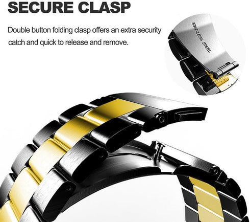 Bands Compatible with Samsung Galaxy Watch 46mm / Galaxy 3 45mm, 22mm Stainless Steel Metal Replacement Strap for Huawei Wacth GT5 / GT5 Pro / 4/4...