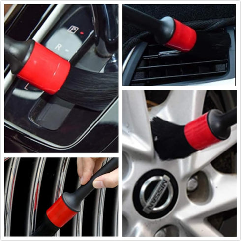 Car Wheel Rim Tire Brush Set, Car Detailing Wash Kit, Long Soft Wheel Brush, Car Detail Brushes Accessories for Automotive Cleaning Wheels, Interi...