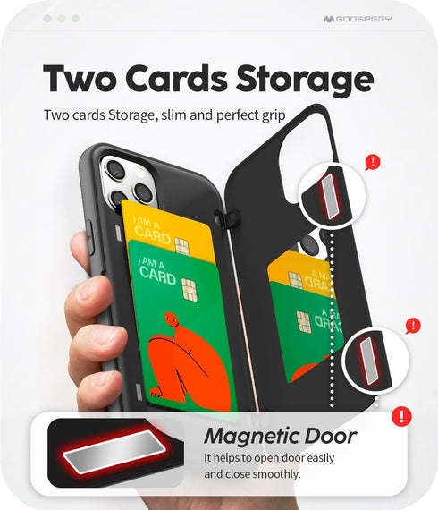 GOOSPERY for iPhone 12 Pro Max 6.7"(2020) Card Holder Wallet Case, Easy Magnetic Door Closure Protective Dual Layer Bumper Sturdy Phone Back Cover...