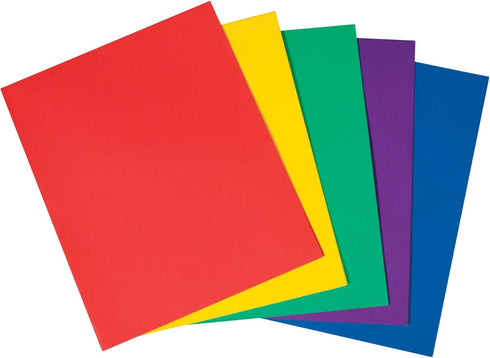 School Smart Smooth 2-Pocket Folder with Fasteners, Assorted Colors, Pack of 25...