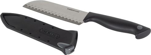 Farberware Edgekeeper 5-Inch Santoku Knife with Self-Sharpening Blade Cover, High Carbon-Stainless Steel Kitchen Knife with Ergonomic Handle, Razo...