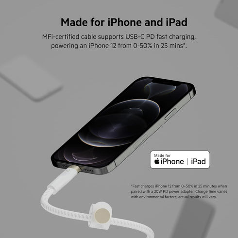 Belkin BoostCharge Pro Flex Braided USB Type C to Lightning Cable (2M/6.6ft), MFi Certified 20W Fast Charging PD Power Delivery for iPhone 14, iPh...