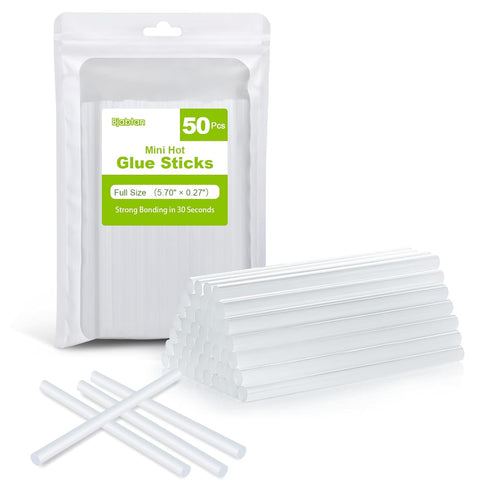 Hot Glue Sticks, 50 Pack Mini Crystal Clear Hot Glue Gun Sticks for Kids and Adults DIY Craft, Repairing, Decoration and More...
