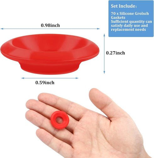 70 Pieces Silicone Rubber Gaskets Washer for Swing Flip Bottles Swing Top Washers Leak-proof Seals Compatible with Grolsch Bottle Home Brew Beer S...