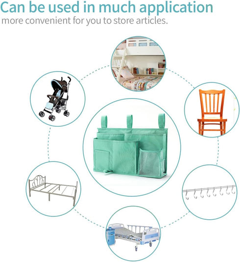 Bseash Bunk Bed Organizer, Bedside Caddy Hanging Bed Organizer Storage Bag 8 Pockets, for College Dorm Rooms Bed, Hospital Bed, Baby Bed Rails, 60...