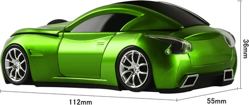 Cool Sport Car Shape 2.4GHz Wireless Mouse Optical Cordless Mice with USB Receiver for PC Laptop Computer 1600DPI 3 Buttons Green...