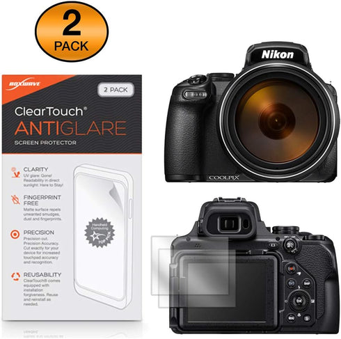 BoxWave Screen Protector Compatible with Nikon Coolpix P1000 - ClearTouch Anti-Glare (2-Pack), Anti-Fingerprint Matte Film Skin for Nikon Coolpix ...