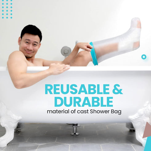 100% Waterproof Adult Cast Covers for Shower Leg, Resuable 28" Long,Easy to wear, Cast shower cover leg,foot bag for showering, post surgery water...