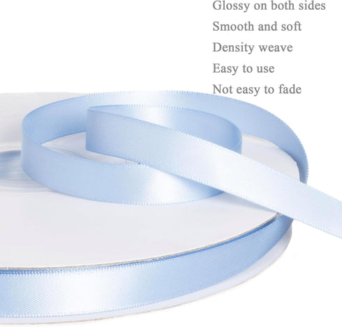 YASEO Baby Sky Blue Ribbon, Solid Color Double Faced Polyester Satin Ribbon - 1/2 Inch Wide, 100 Yards Long, Perfect for Wedding, Gift Wrapping, S...