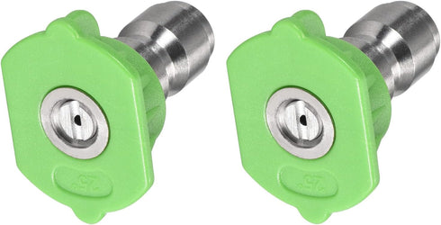 Pressure Washer Nozzle Tips (1/4", 1.2mm/3/64") 2Pcs, Stainless Steel 25 Degree Quick Connect - for Home Kitchen Garden, Green...
