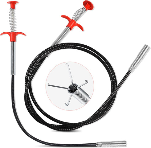 2 Pack Flexible Plumbing Grabber Claw Pick Up Reacher Tool,Sewer Cleaning Hook,4 Claws Bendable Hose Pickup Reaching Assist Tool for Litter Pick, ...