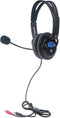 Manhattan Stereo Headset — Lightweight Over-Ear Design, 6 ft. (1.8 m) Connecting Cable and Two 3.5 mm Plugs for Audio and Built-in Adjustable Micr...