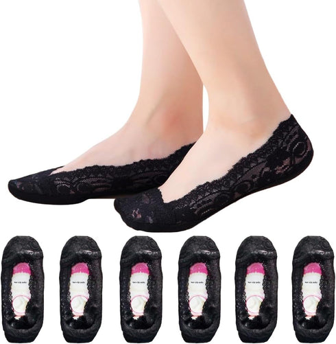 SNUG STAR 6 Pairs Lace Socks Fashion Liner No Show Socks Lace Non Slip Socks Womens Thin Low Cut Casual Socks...