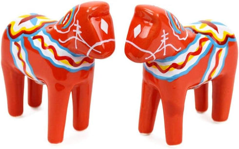 ScandinavianGiftOutlet - Salt and Pepper Shakers - 3.25" Ceramic Dala Horse - Orange-Red Swedish Theme - Kitchen Accessories - Scandinavian Home D...