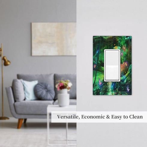Decorative Switch Plate Covers Forest Spring Enchanted Fairy Wonderland Green Ground 1 Gang Single Decora GFCI Device Light Switch Cover 1 Rocker ...