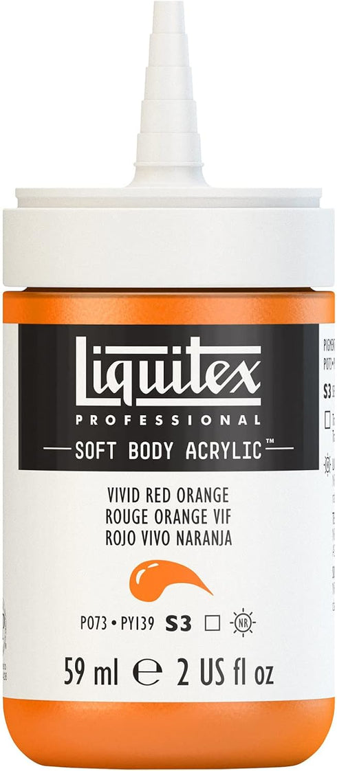 Liquitex Professional Soft Body Acrylic Paint, 59ml (2-oz) Bottle, Vivid Red Orange...